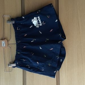 Roots Sweat Shorts Navy Surf Print 100% Cotton Inner Drawstring XS